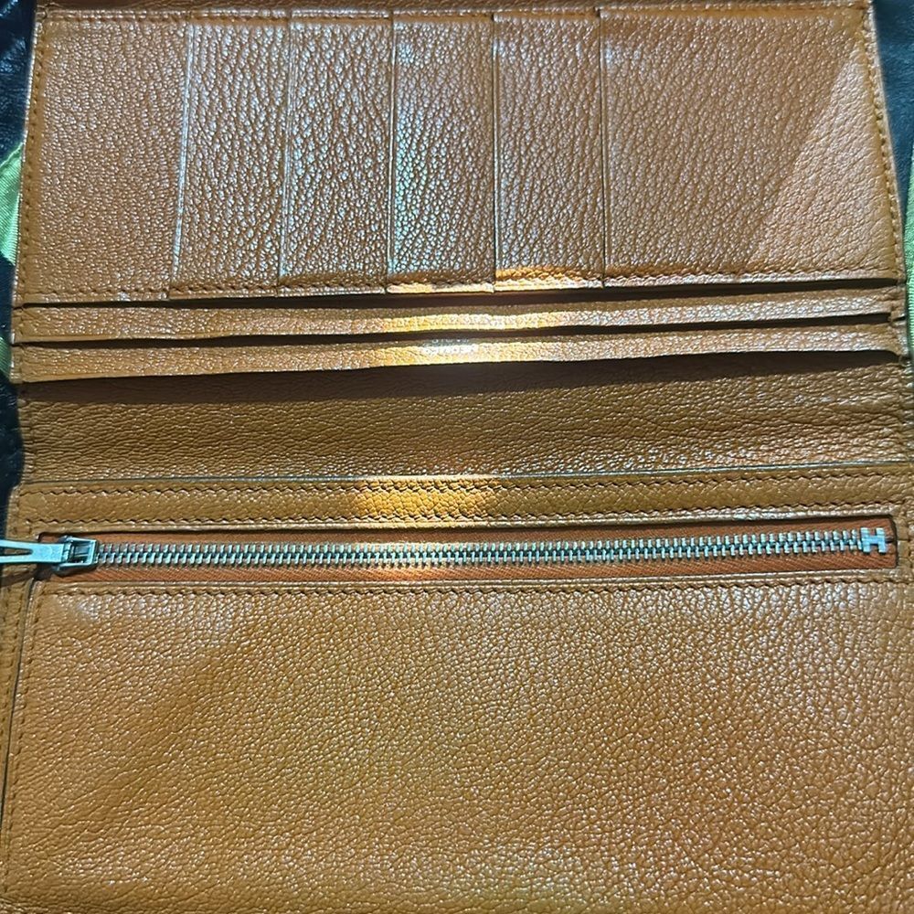 Hermes Leather Bearn Wallet. Orange & Brown - Picture 3 of 9